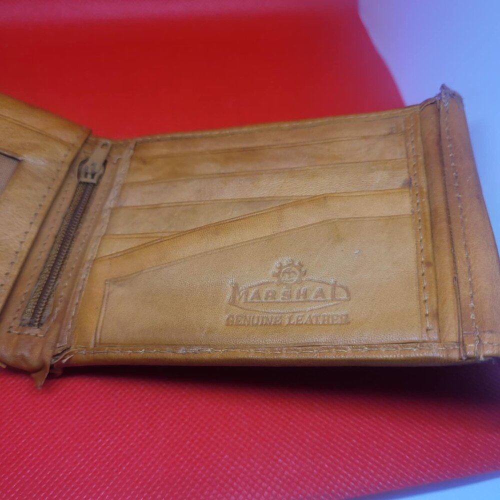 Afonie Marshal Genuine Leather Bifold Wallet Light Brown Yellowish